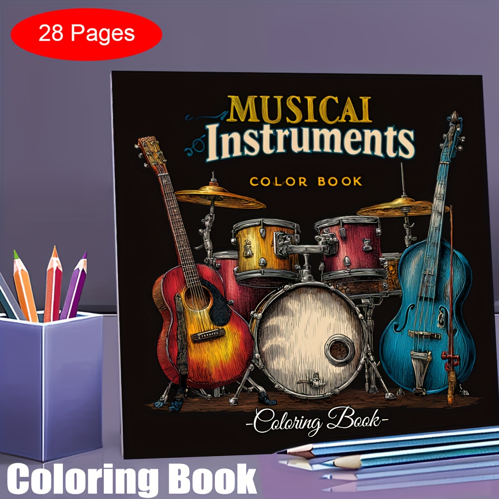 Musical Instrument Coloring Pages - Libro da colorare per strumenti musicali