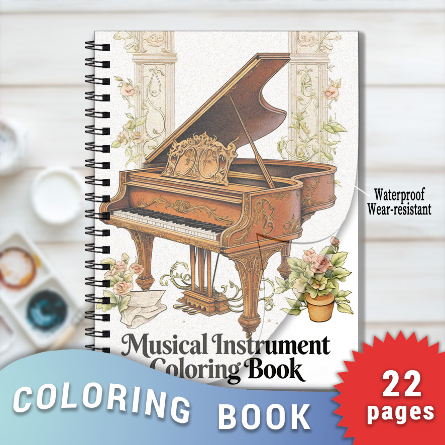 Musical Instrument Coloring Pages - Libro da colorare per adulti con